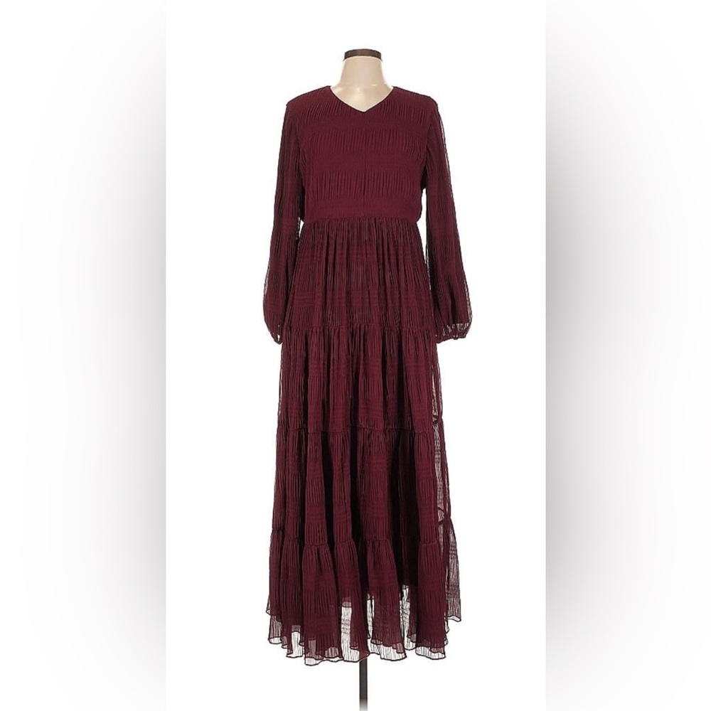 Dainty Jewells Red Tiered Off the Shoulder Gown